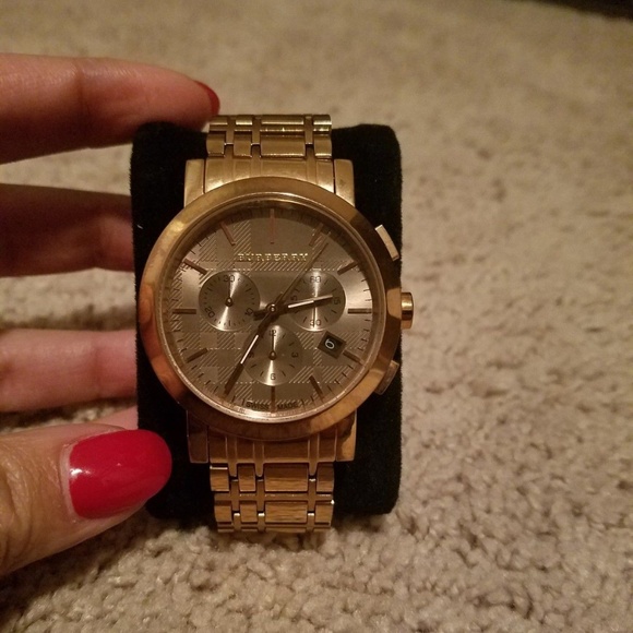 burberry gold chronograph watch